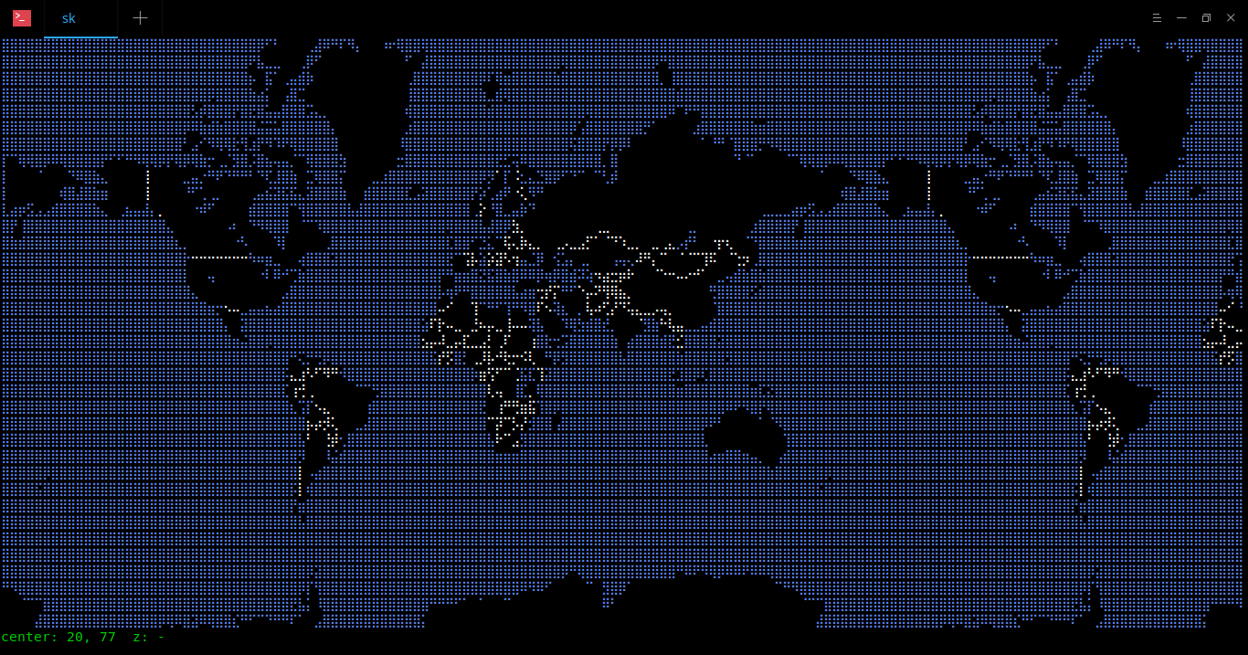 MapSCII：在终端显示世界地图